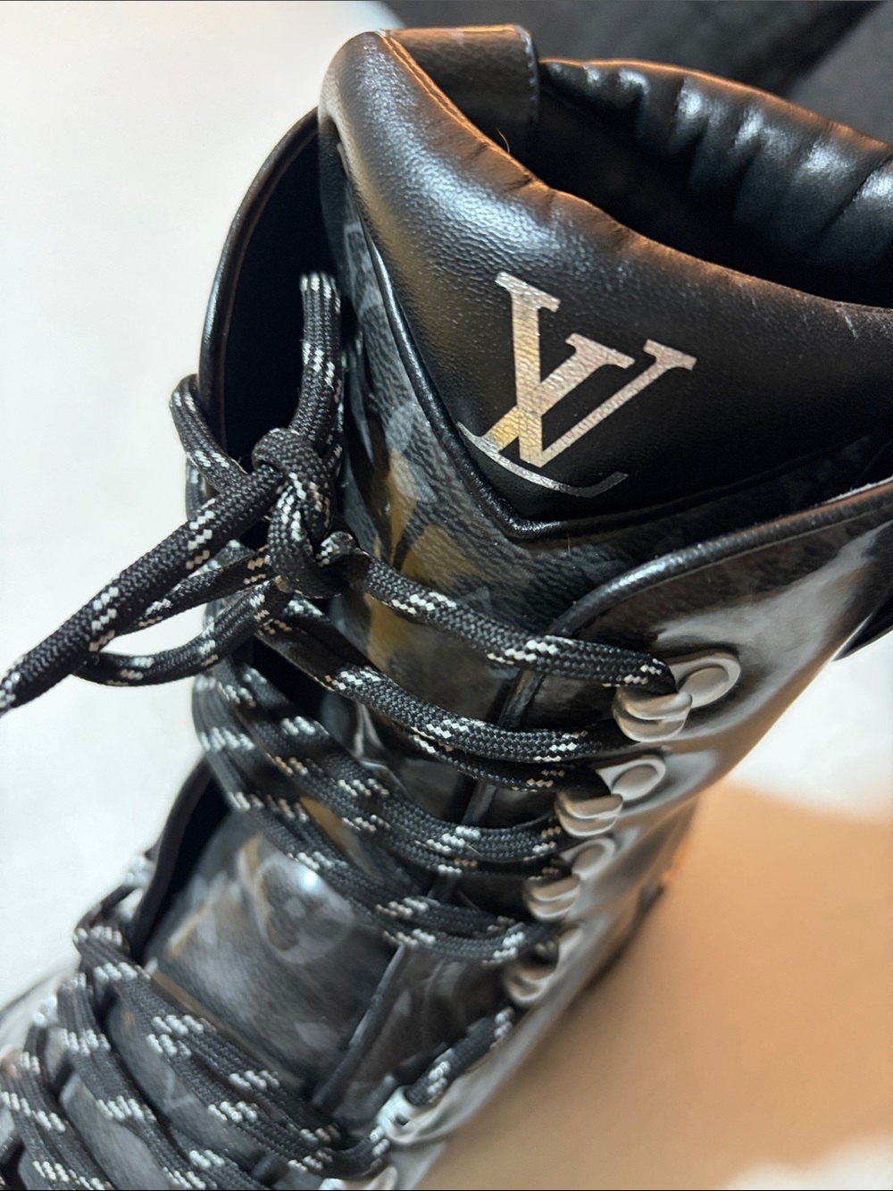 Louis Vuitton Black Monogram Alpine Lace-Up Boots - Picture 5 of 12